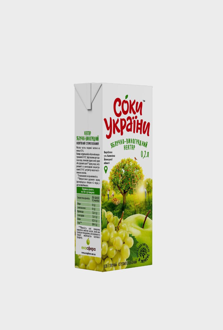 Нектар яблучно-виноградний Соки України 200мл